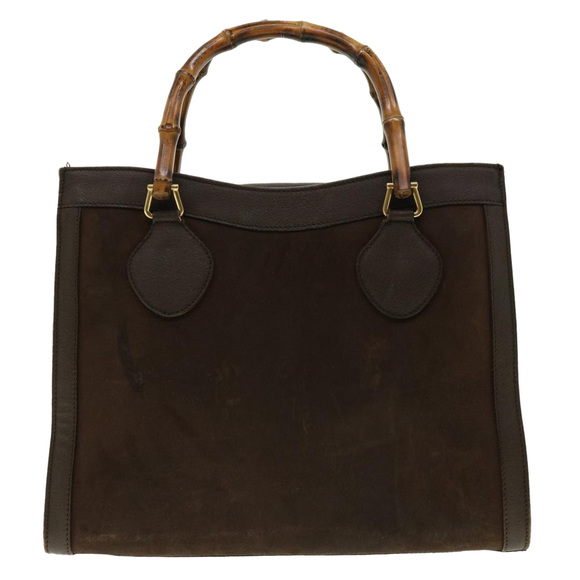 GUCCI Bamboo Hand Bag Suede Leather Brown Auth fm2206 - Picture 3 of 16
